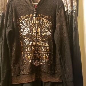 Affliction Black and Gold Hoodie